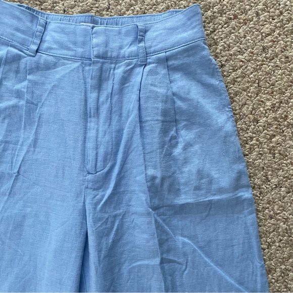 Abercrombie & Fitch Light Blue Linen Blend Pleated Front Wide Leg Pants Size S - Picture 4 of 9